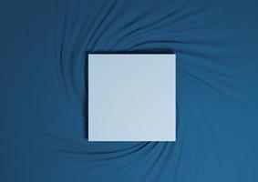 mörk, vattenblå 3d-rendering minimal produktpodium ovanifrån platt liggande textil enkel bakgrund med fyrkantigt stativ från ovan foto