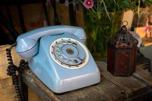 blå vintage telefon foto