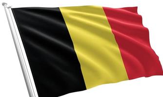 närbild viftande Belgiens flagga foto
