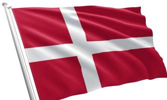 närbild viftande danmarks flagga foto