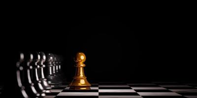 gyllene bonde schack flytta ut från linjen för olika tänkande och ledande förändring, störningar och unika koncept genom 3d-rendering. foto