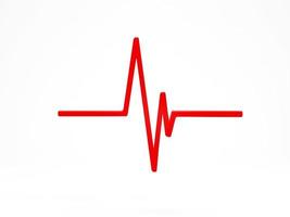 3D-rendering, 3D-illustration. röd hjärtslagsmonitor pulslinjeikon på vit bakgrund. medicinsk ikon för medicinska appar och webbplatser. foto