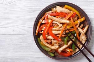 asiatisk mat: kyckling i söt och sur sås med grönsaker