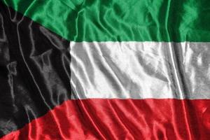 kuwait tyg flagga satin flagga viftande tyg textur av flaggan foto