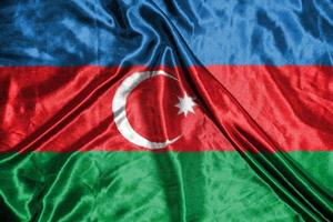 azerbajdzjan tyg flagga satin flagga viftande tyg textur av flaggan foto