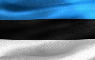 estonia flagga - realistiskt viftande tygflagga foto