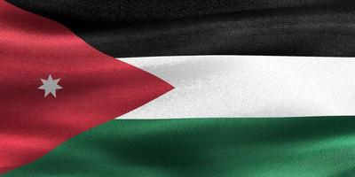 3D-illustration av en jordansk flagga - realistiskt viftande tygflagga foto