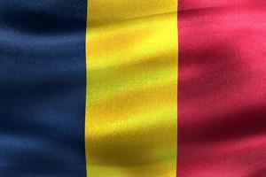 3D-illustration av en Tchad flagga - realistiska viftande tygflagga foto