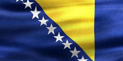 Bosnien och Hercegovinas flagga - realistiskt viftande tygflagga foto