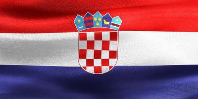 3D-illustration av en kroatisk flagga - realistiskt viftande tygflagga foto