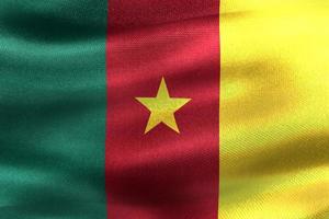 Kamerun flagga - realistiskt viftande tyg flagga foto