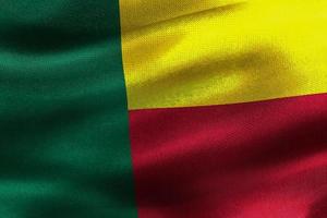 Benin flagga - realistiskt viftande tygflagga foto