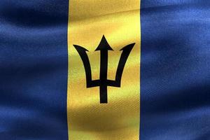 barbados flagga - realistiskt viftande tygflagga foto