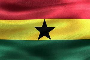 ghana flagga - realistiskt viftande tygflagga foto