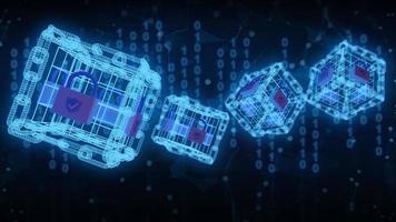 3D-rendering blockchain-teknik för säkerhet med digital kod i abstrakt bakgrund foto