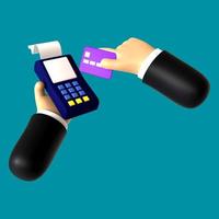 3D-illustration av en handgest som håller en kreditkortsbetalning foto