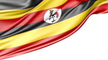 uganda flagga isolerad på vit bakgrund, 3d illustration foto