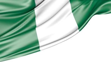 nigeria flagga isolerad på vit bakgrund, 3d illustration foto