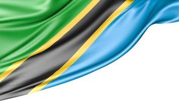 Tanzania flagga isolerad på vit bakgrund, 3d illustration foto