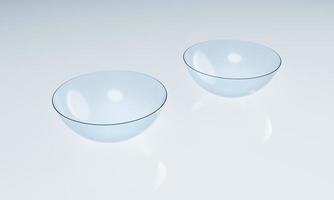 par kontaktlinser på rent reflektionsgolv i laboratoriet. optik medicinsk och hälsovård koncept. 3d illustration rendering foto