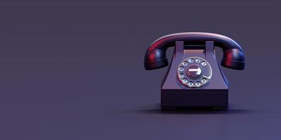 retro telefon på bordet framför mörk bakgrund. 3d rendering foto