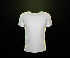 vit t-shirt på svart bakgrund. 3d rendering foto