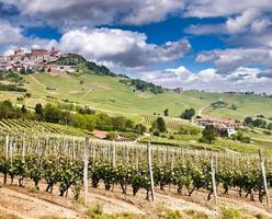 la morra. traditionell by nära barolo och alba, regionen Piemonte, Italien. foto