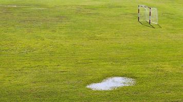 gräsmatta med litet fotbollsmål. foto