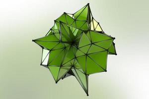 komplex grön polygon form plexus på suddig bakgrund 3d illustration foto