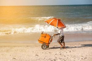 cumbuco beach, berömd plats nära fortaleza, ceara, Brasilien. cumbuco beach full av kitesurfare. mest populära platserna för kitesurfing i Brasilien, vindarna är goda under hela året. foto