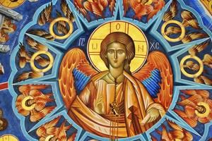 fresco av jesus och helgon foto