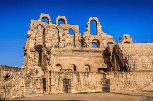 ruinerna av det största Colosseum i Nordafrika. el jem, tunisien, unesco foto