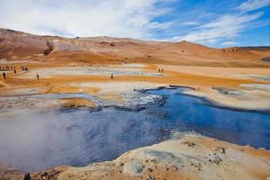 berömda isländska geotermiska platser hverir hveravellyr och lera krukor foto