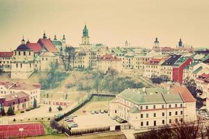 lublin gamla stadspanorama, Polen. årgång foto