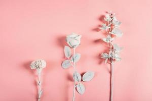 pappersblommor på persika bakgrund foto