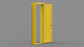 uppsättning av olika gula dörr isolerade 3d illustration gör på tom bakgrund foto