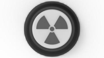 kärnkraft vit knapp isolerade 3d illustration gör foto