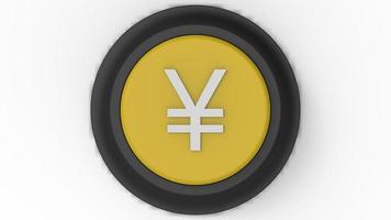 gul knapp yuan yen isolerade 3D-illustration gör foto