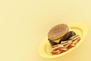 mat och söt på pastell bakgrund 3D-rendering foto