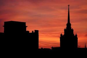 Moskva silhuett vid solnedgången