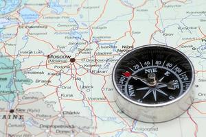 resmål Moskva Ryssland, karta med kompass