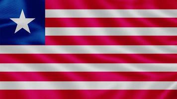 liberias flagga. realistiska viftande flagga 3d render illustration med mycket detaljerad tyg textur. foto