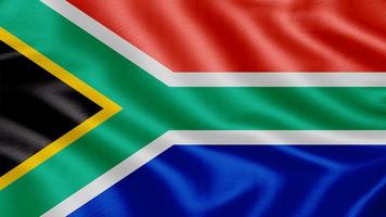 Sydafrikas flagga. realistiska viftande flagga 3d render illustration med mycket detaljerad tyg textur. foto