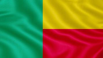 Benins flagga. realistiska viftande flagga 3d render illustration med mycket detaljerad tyg textur. foto