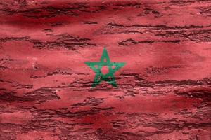3D-illustration av en Marockos flagga - realistiska viftande tygflagga foto