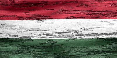3D-illustration av en ungersk flagga - realistiskt viftande tygflagga foto