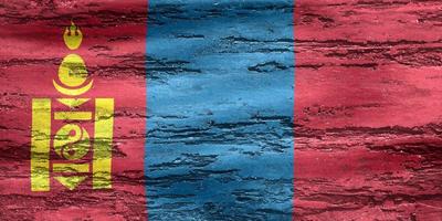 3D-illustration av en mongolisk flagga - realistiskt viftande tygflagga foto
