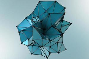 abstrakt vetenskap och teknik futuristiska geometriska sfären bakgrund. glasartad flytande plexus struktur 3d illustration foto