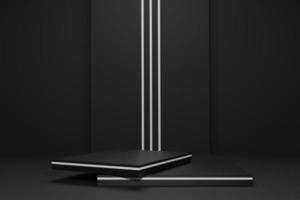 minimalt geometriskt podium på mörk bakgrund för produktpresentation. 3d-rendering foto