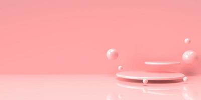 3d abstrakt render.beauty-produkter set för kosmetiska och hudvårdsförpackningar mockup minimal design på rosa pastellbakgrund foto